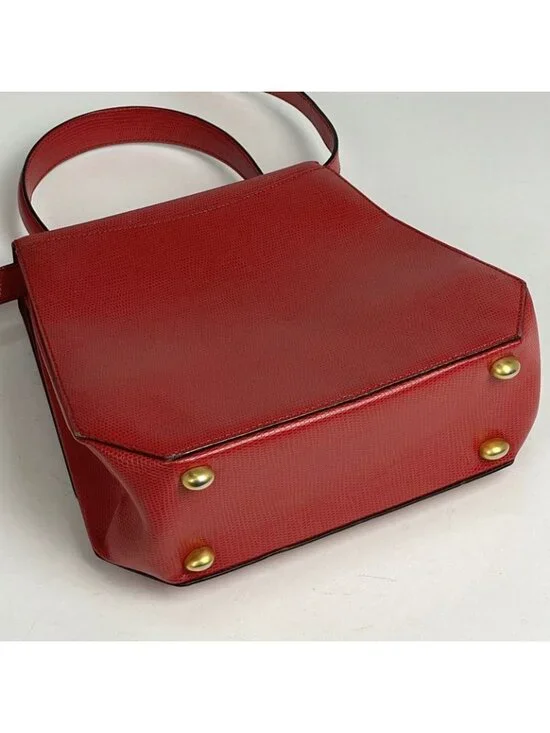 Celine Blason Logo 2-Way Shoulder Bag Leather Red - Picture 2 of 9